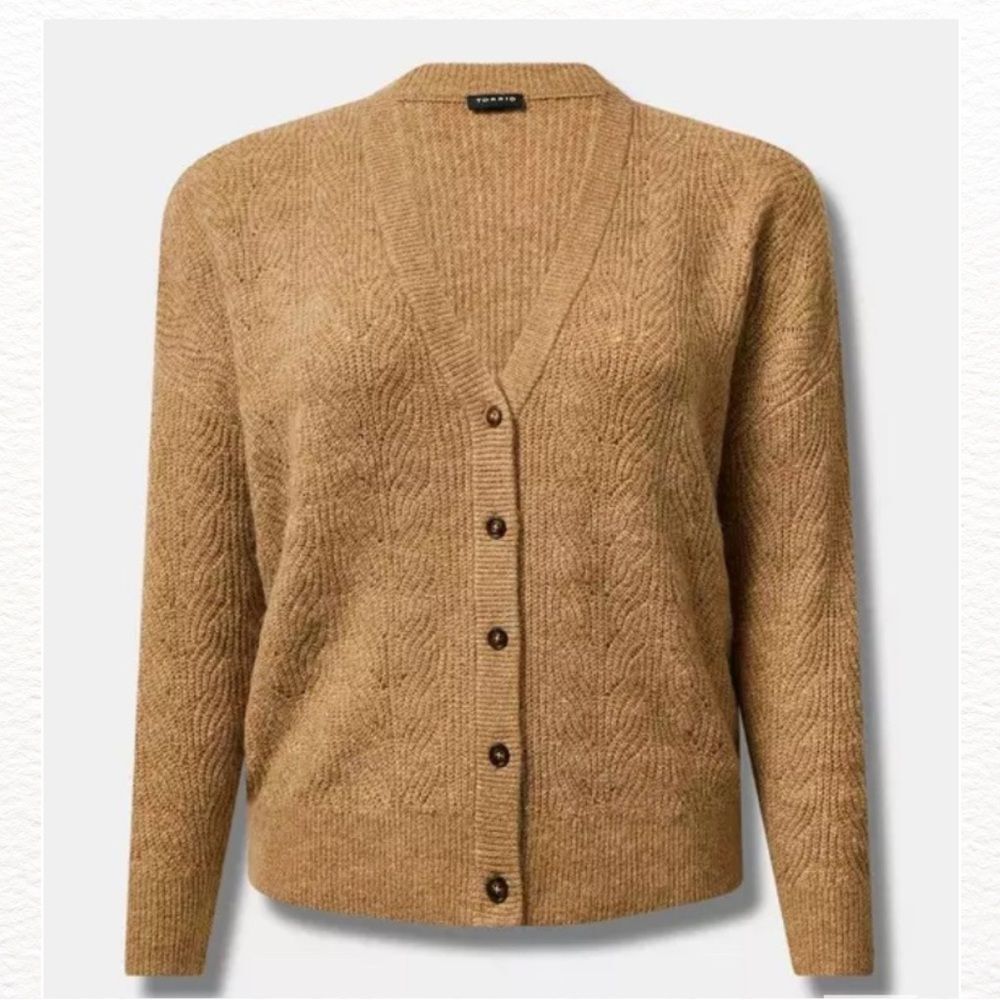Torrid Vegan Cashmere Cardigan Sweater in Winter Camel, Size 3X
